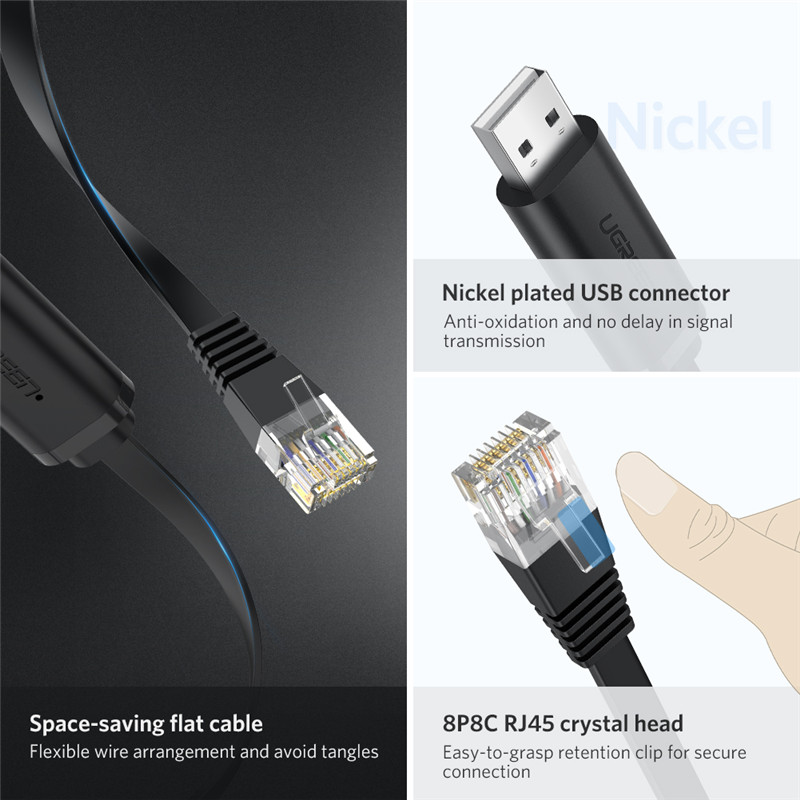 UGREEN USB to RJ45 Console Cable RS232 Serial Adapter for Cisco Ro-uter USB RJ 45 8P8C Converter USB Console Cable. 