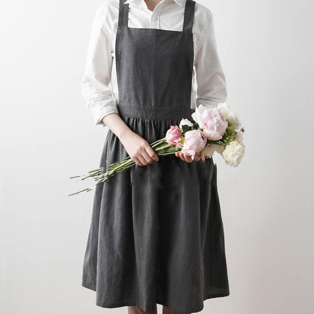 Japanese Cotton and Art Apron Coffee Shop Flower Shop Gardening Studio Preschool Teacher Work Clothes. 