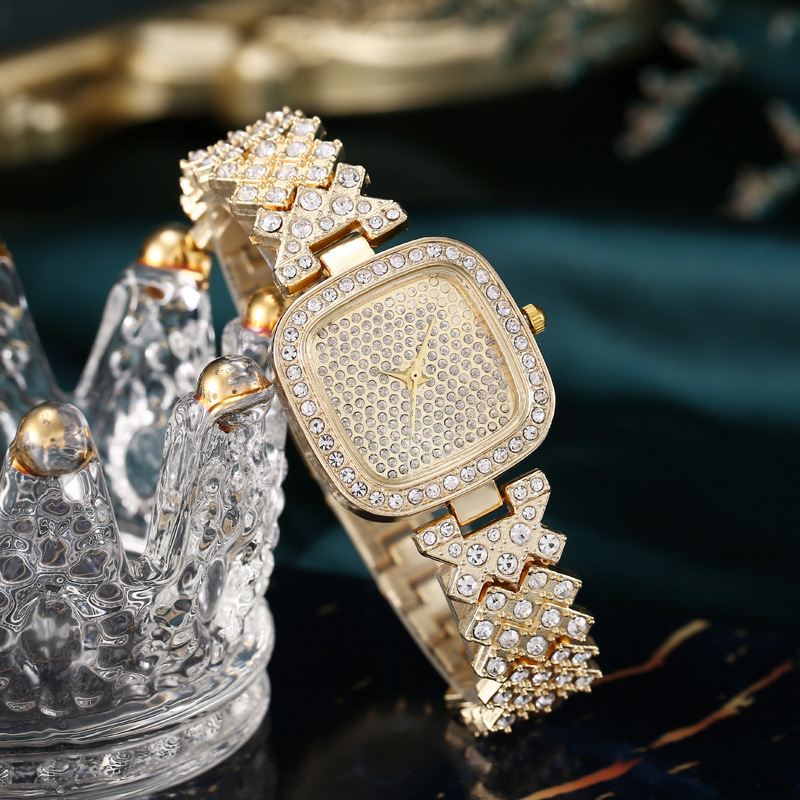 Μοντέρνο τετράγωνο μοντέρνο γυναικείο ρολόι χαλαζία από κράμα με ένθετο διαμαντιών_voghion.com