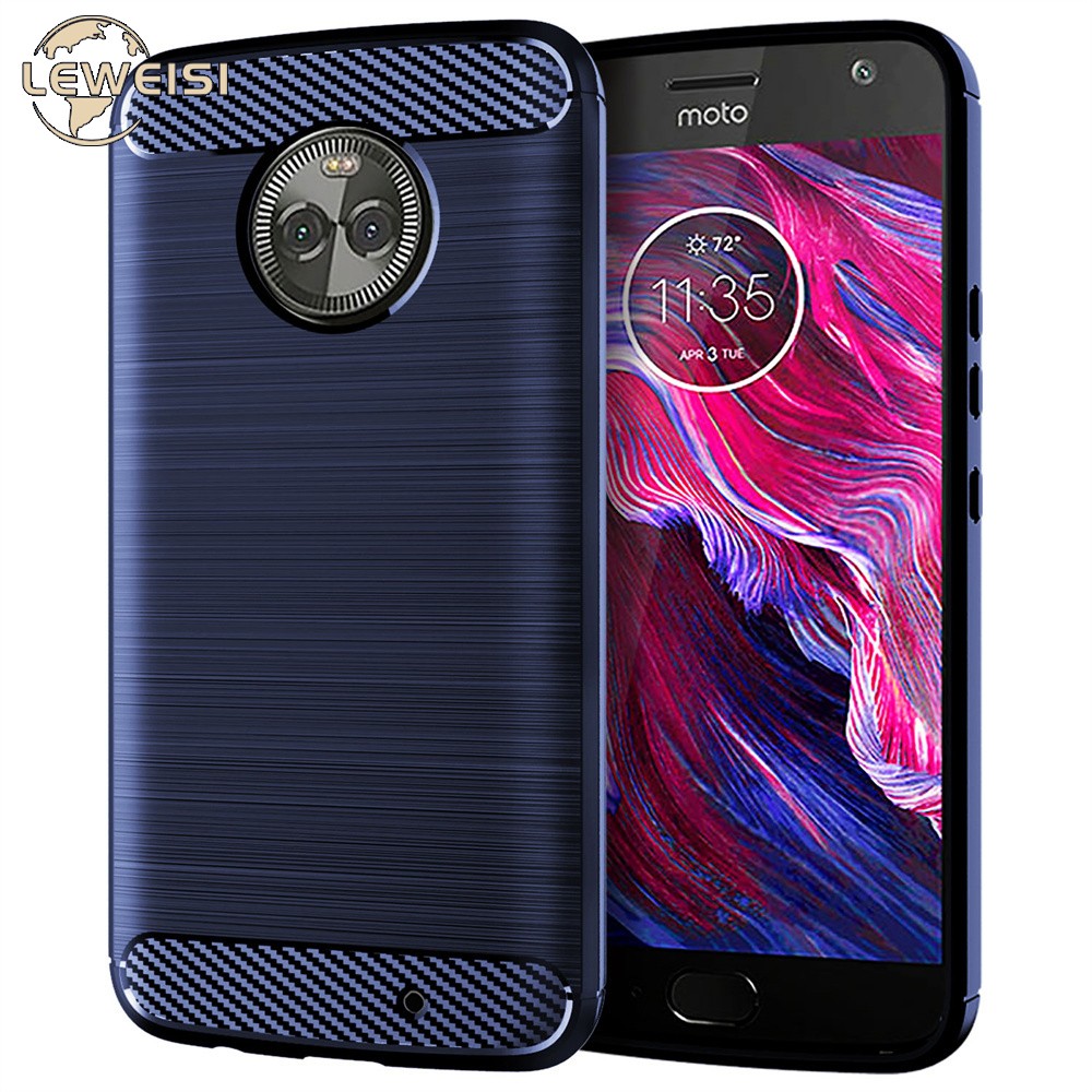 Leweisi Carbon Fiber Bumper Phone Case For Motorola Moto X4 Back Cover Coque Shockproof Protective