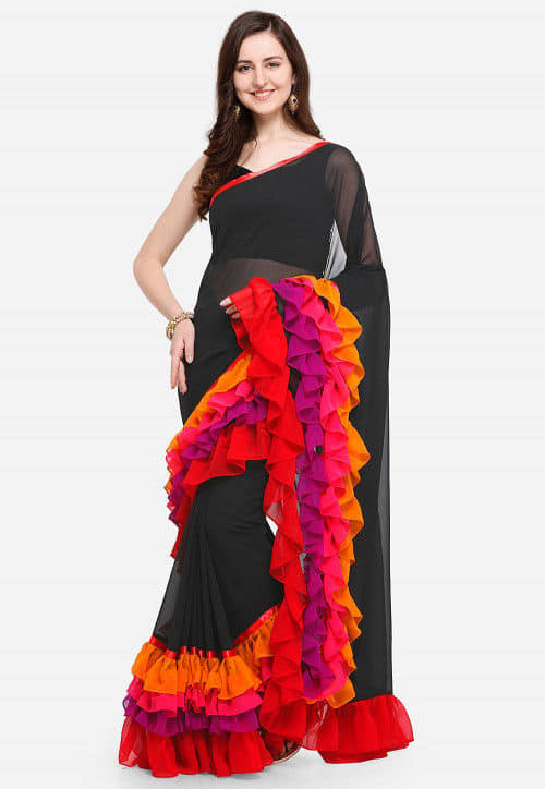 Ruffle saree. 