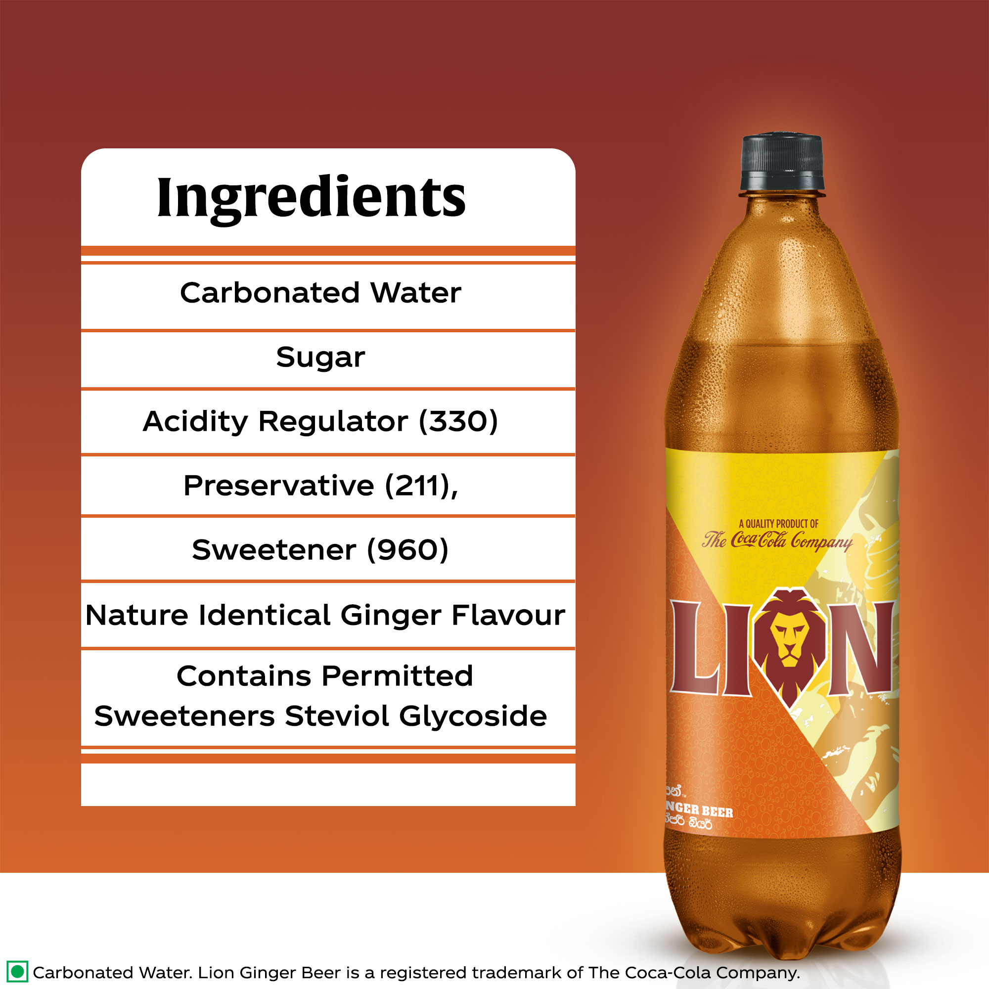 Lion Ginger Beer, Non-Alcoholic Beer with Distinctive Ginger Flavour, Flavourful Mixer, PET Bottle, 1000 ML. 