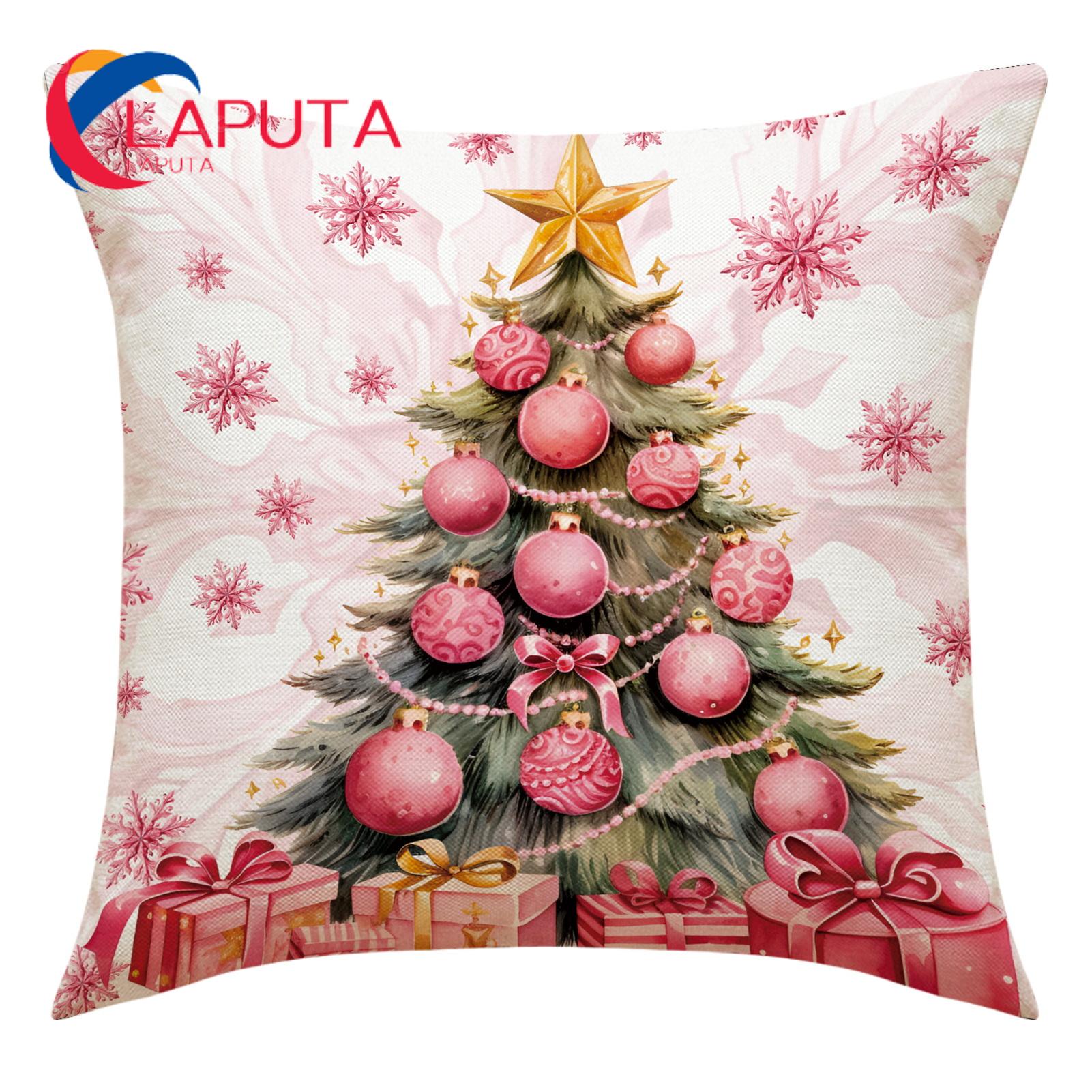 Pink Christmas Pillow Cover 12x20 - Santa Claus Polka Dot Holiday Decor