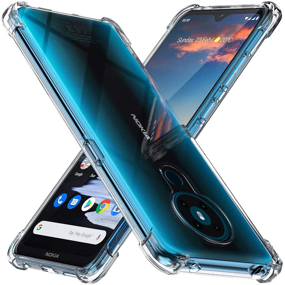 For Nokia 5.3 Back Cover Shockproof Transparent Soft TPU Silicone Protector Phone Case with Shock Absorption Bumper Corners