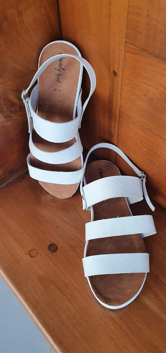 casual white sandals