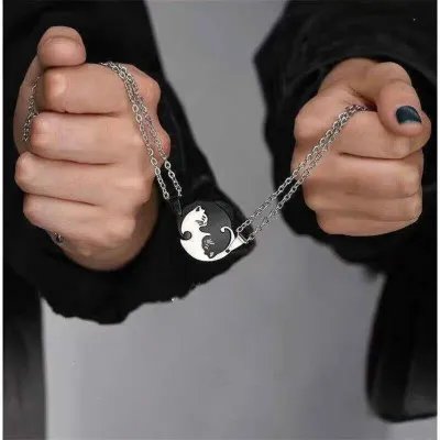 Yin yang cat hot sale couple necklace