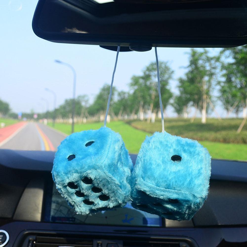 Spotty Car Dice Ornament Stylish Soft Decorative Rearview Mirror Dice Fluffy Furry Fluffy Dice for Car Accessory Vehicle Decoration Mirror Charm Gift Item Home Decor. 