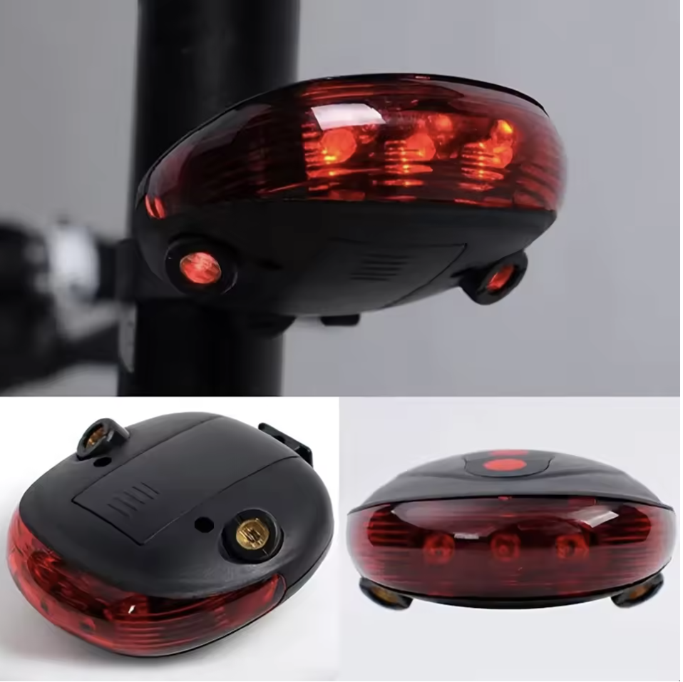 Bicycle Laser Lights 5 LED 2 Lasers 3 Modes Bike Taillight Rear Light Safety Warning. 