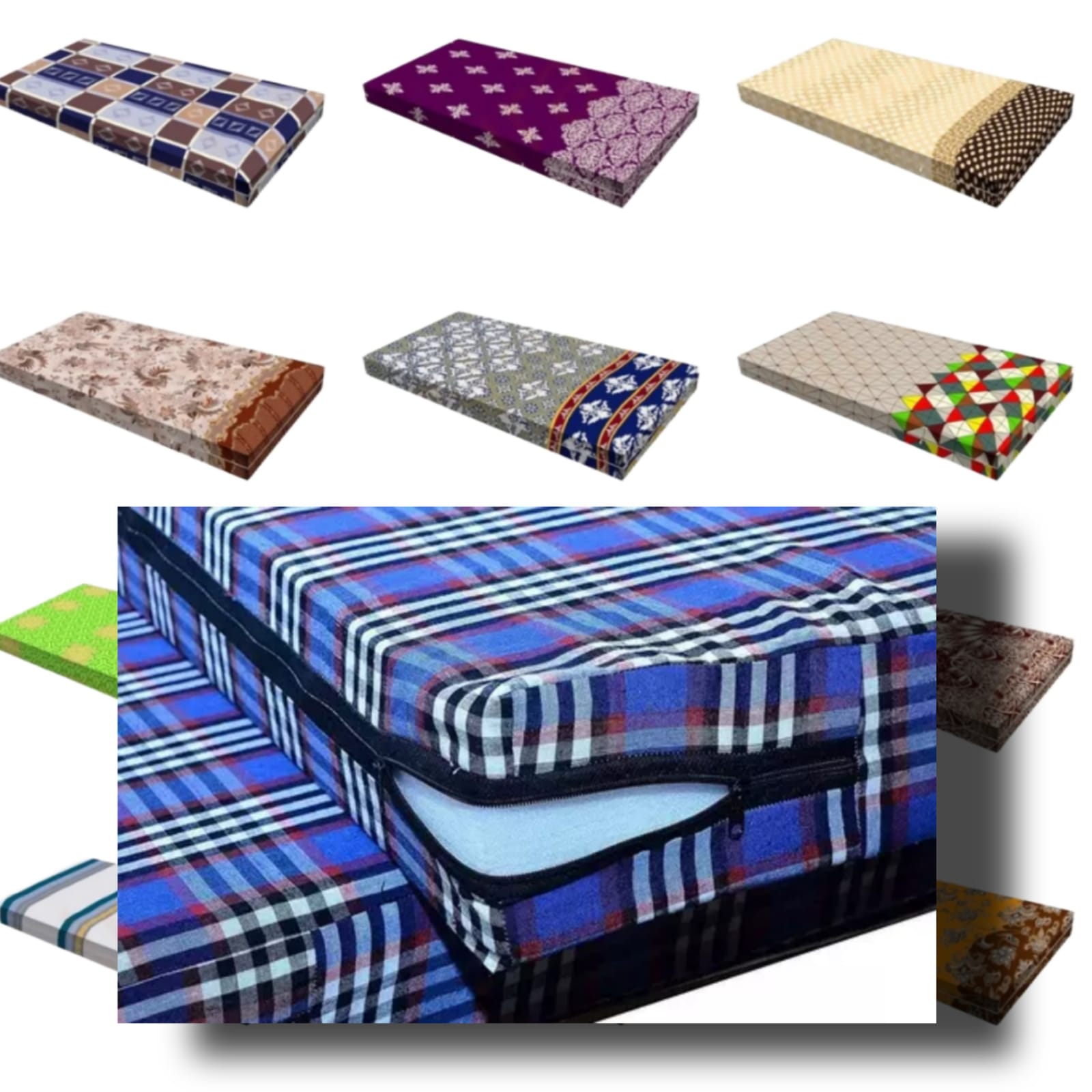 cotton mattress bed cover with zip opener multy clour. 