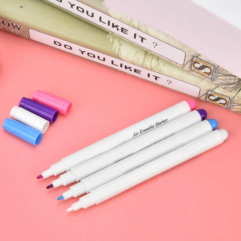 4Pcs Disappearing Ink Fabric Marker Pen Vanishing Air Water Erasable Marking for Cloth and Fabrics Sewing Stitching. 