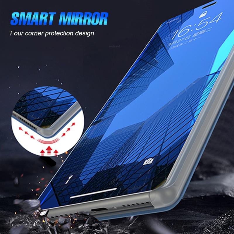 Smart Mirror Flip Phone Case For Apple iPhone 7 Plus / iPhone 8 Plus View PU Leather Stand Protective Cover. 