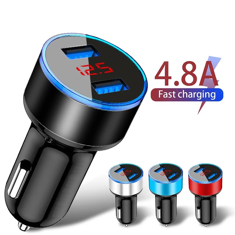 Car Chargers 2 Ports Fast Charging For Samsung Huawei iphone 7 8 Plus xiaomi 10 Universal Aluminum Dual USB Car-charger Adapter. 