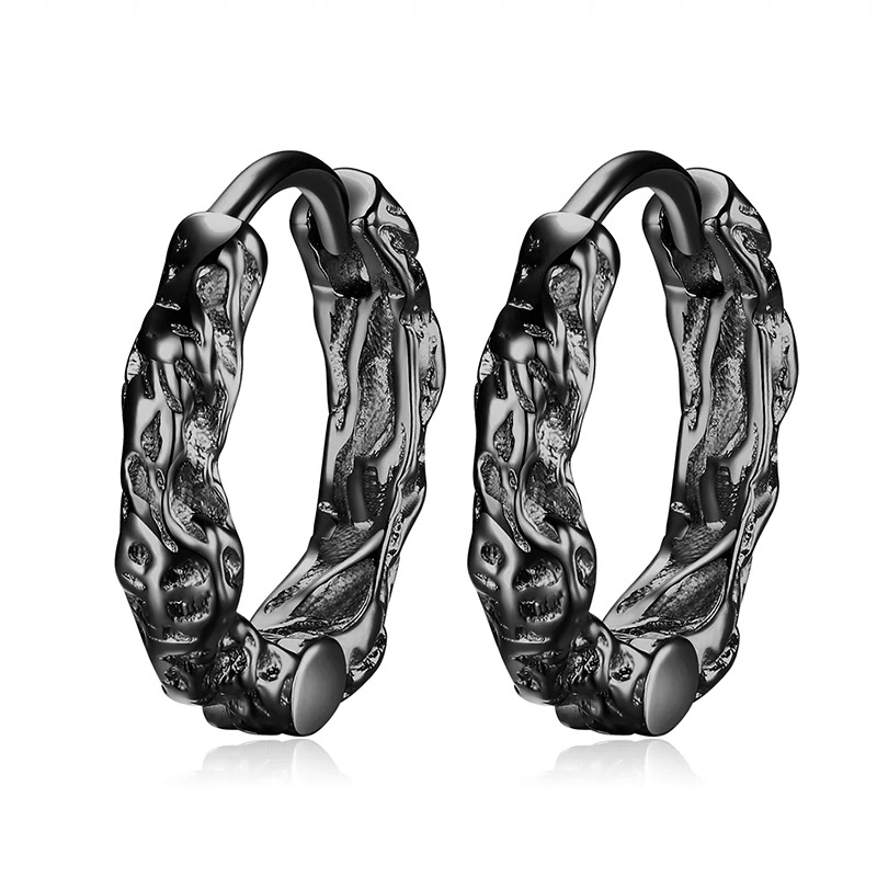 s925 Sterling Silver Sinomenium Acutum Ear Clip Men's Fashion ins Black Personalized Hip-Hop Street Advanced Sense Heavy Industry Internet Influencer Earrings. 