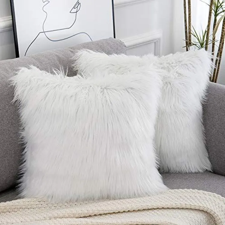 Fluffy Plush Fur Sofa Pillow Extra Soft