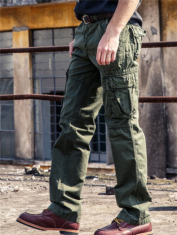 Cargo Pants Mens Casual Multi Pockets 