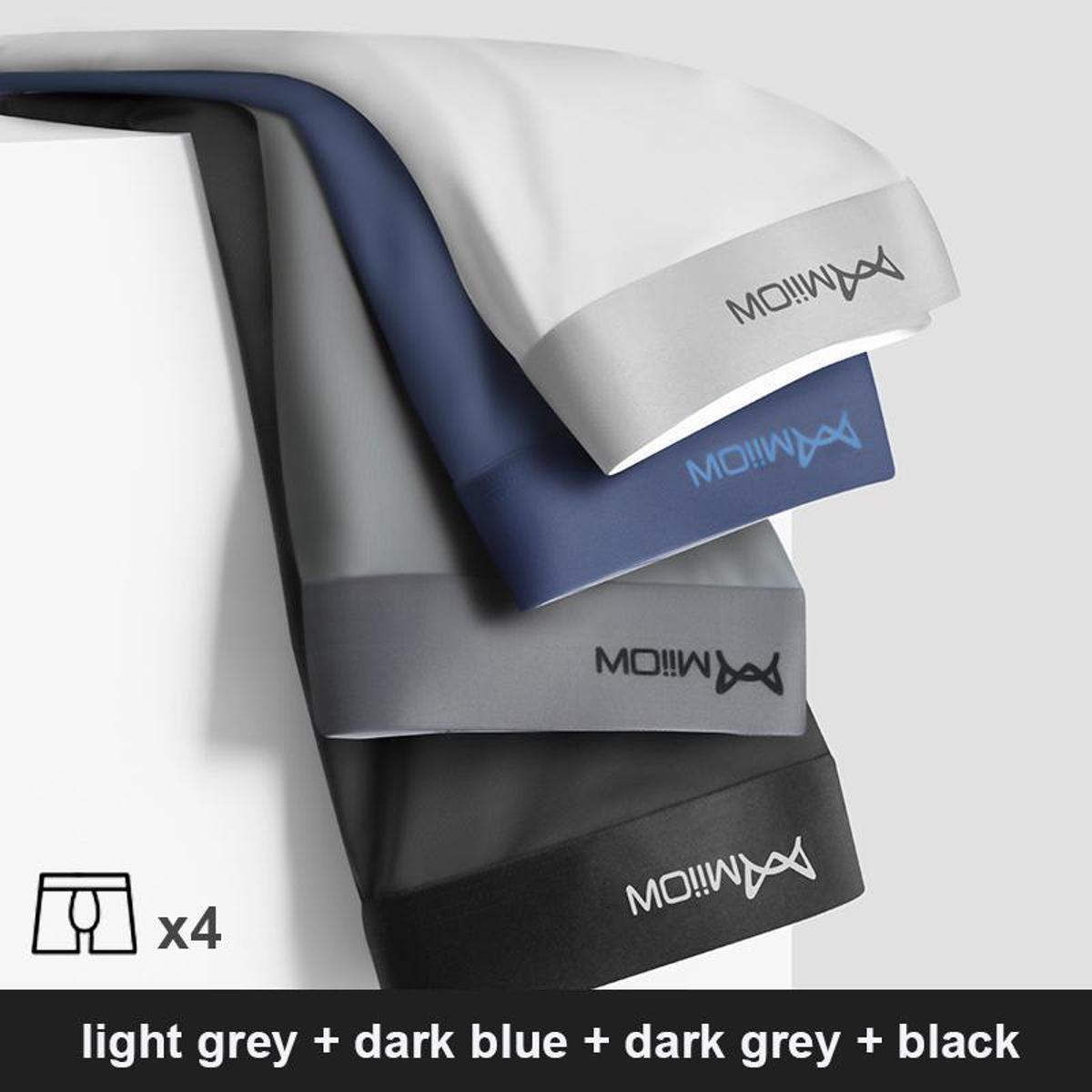 MiiOW 4Pcs Lot Men Boxer Shorts Graphene Antibacterial Ice Silk Underwear Man Boxershorts Seamless Breathable Male Panties L-5XL