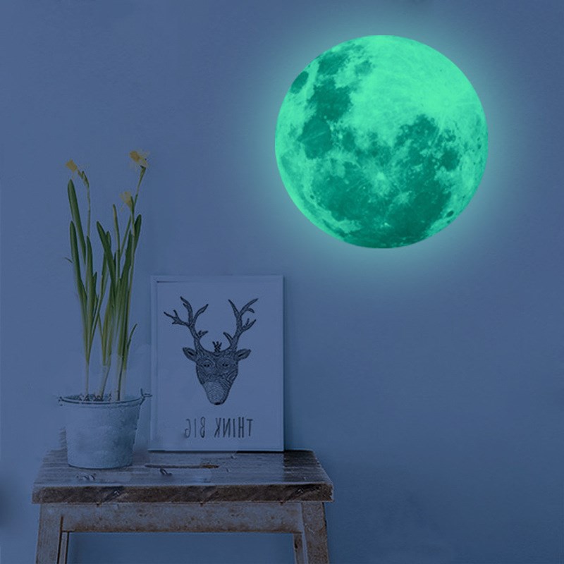 3D Luminous Moon Wall Sticker Fluorescent Glow In The Dark Star Moon