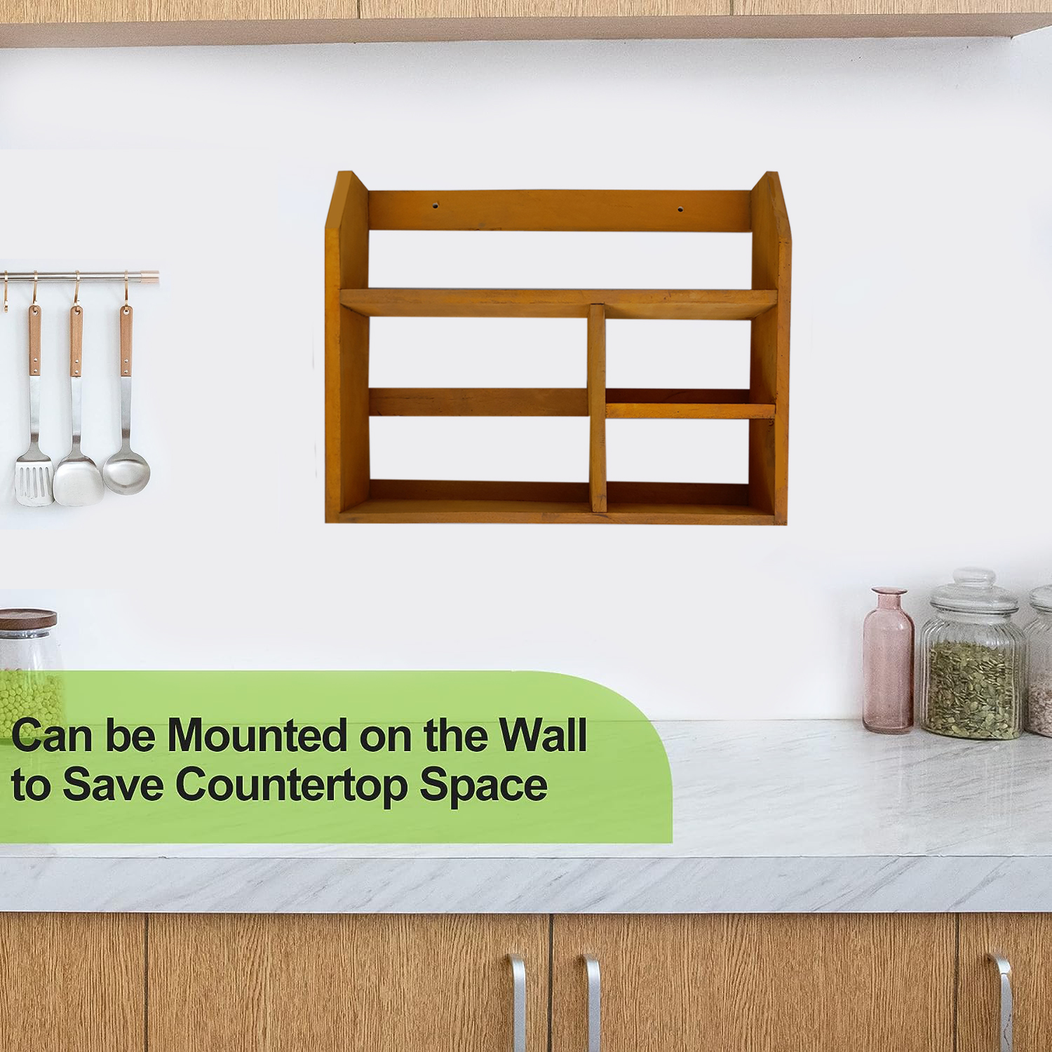 FREE GIFT & QP 3-Tier Wood Spice Rack , Wood Spice Jars Holder ...