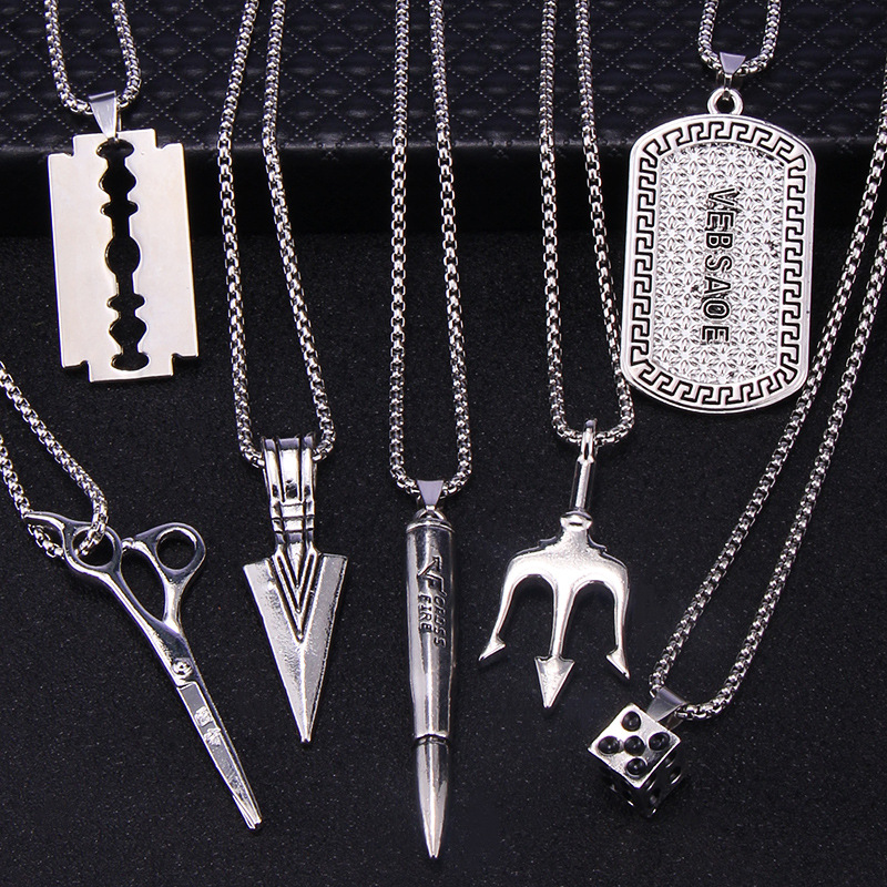 BAC Men's Necklace Hip Hop Punk Trident Pendant. 