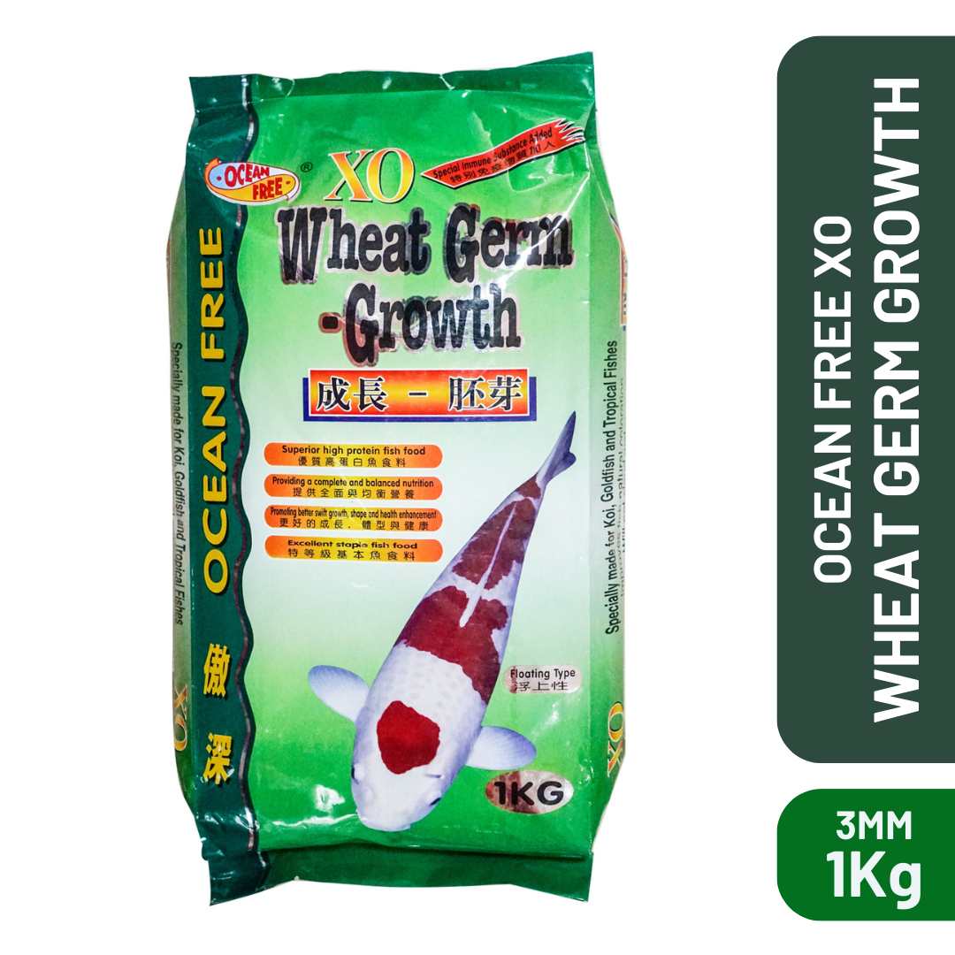 Ocean Free XO Wheat Germ - Growth 1kg Koi & Goldfish Food (3mm). 