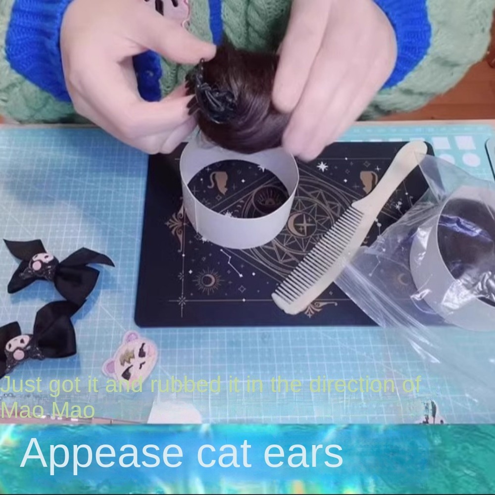 Exquisite Marie Cat Cat Ears Hair Bun Bow Choker Set Anime Hand Made Cat Ears False Hair Pieces Kitten Jewelry on Neck Bow Satin Necklace Decoration. 