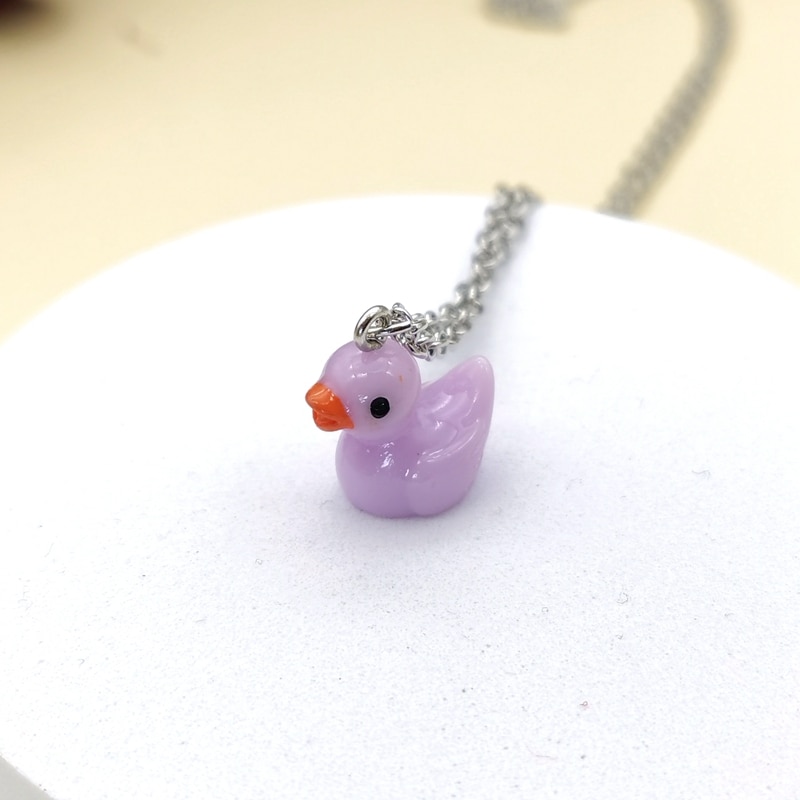 Fashion Cute Cartoon Small Little Yellow Duck Pendant Necklace for Women Girls Handmade Choker Chain Animal Necklace Jewelry. 