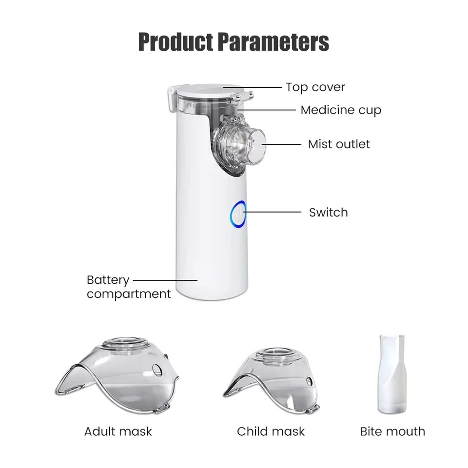 AiQUE Handheld Portable Nebulizer for Babies Kids Adults Silent Steam Nasal Aspirator Humidifier Inhaler Tools Nebulizer Asthma. 