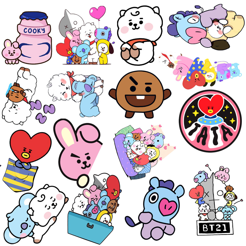 20/40pcs BTS Stickers BT21 Kpop Stickers for Laptop Scrapbook Journal Kids Girls Boys Stickers. 