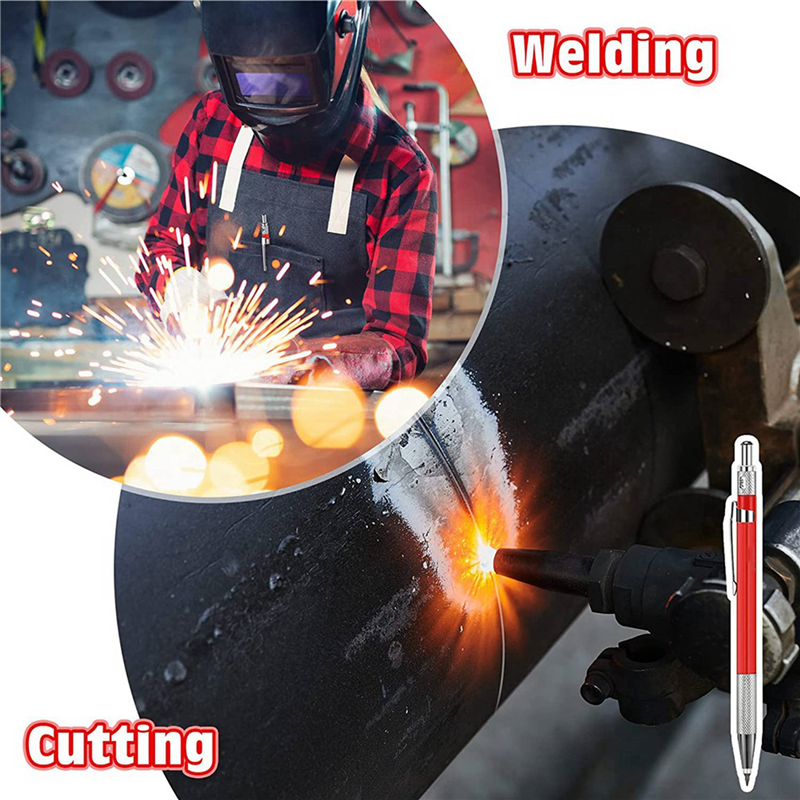 5X Welders Pencil with 60PCS Silver Streak Refills, Metal Marker Mechanical Welding Pencil Pipefitters, Fabrication, Red. 