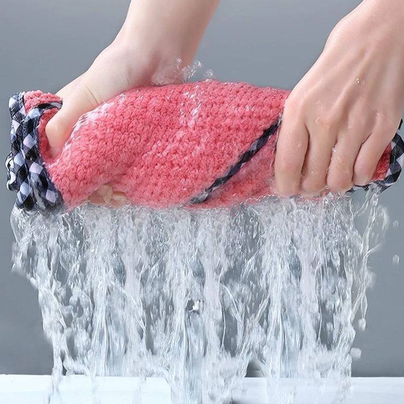 Non-stick Oil Wiping Towel Non-linting Hangable coral fleece double-sided rag　GENGLI. 