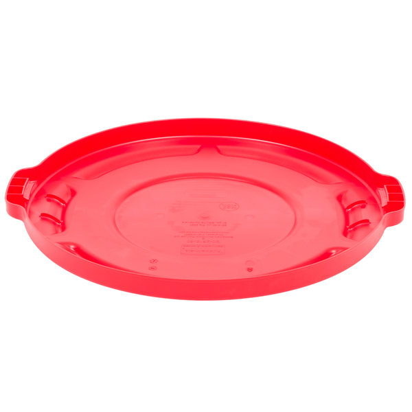 RUBBERMAID BRUTE Flat Lid for 20-Gallon Round Containers - RED. 
