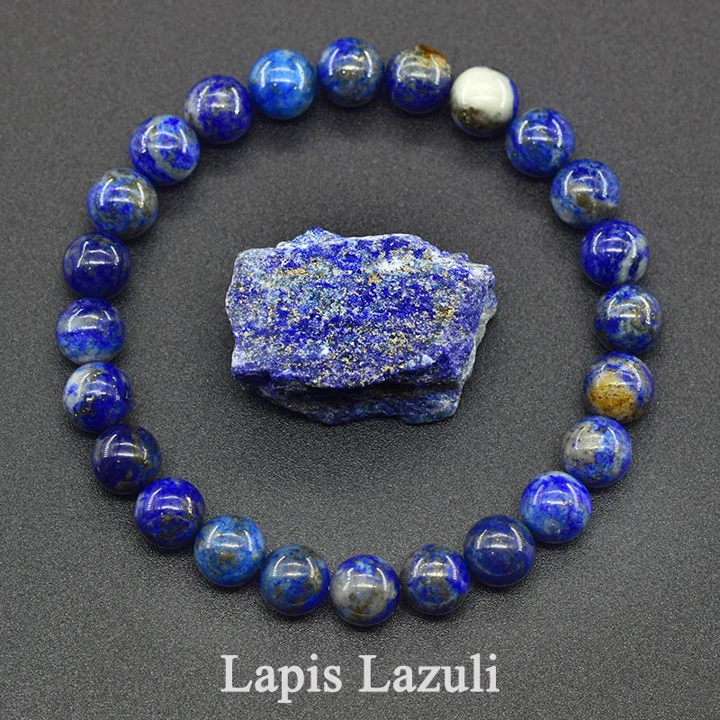 ZEBF-Original Reiki Blue Apatite Beads Bracelet Men Women Natural Lapis Lazuli Amethyst Yellow Tiger Eye Stone Beads Bracelet Jewelry. 