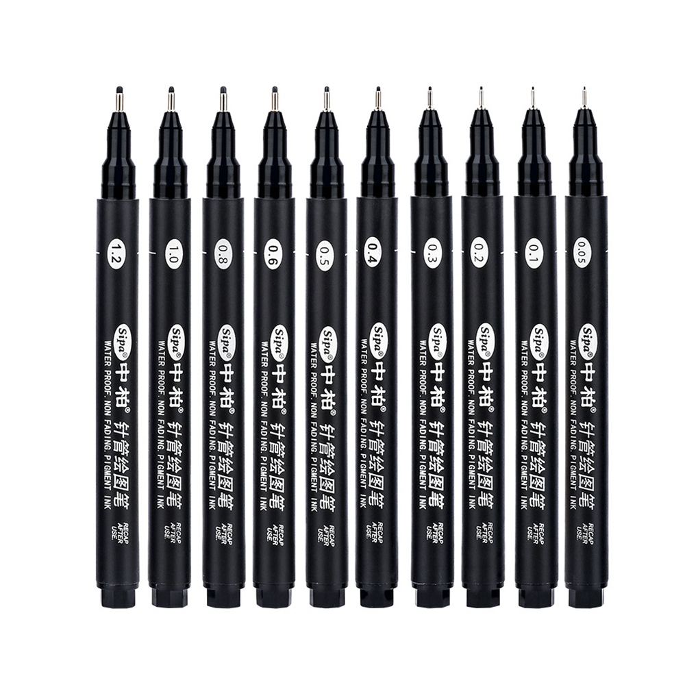 Sipa 8Pcs Black Thin Liner Pens Mini Liner Fineliner Drawing Pens for Artist Illustration Technical Drawing Office Documents