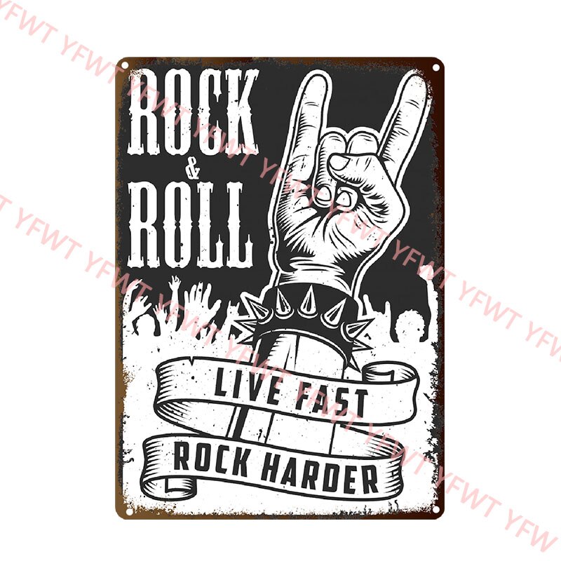 Vintage Metal Plate Guitar Rock Roll Music Retro Tin Sign Board Metal Plates Home Bar Pub Decorative Metal Sheet Wall Decoration. 