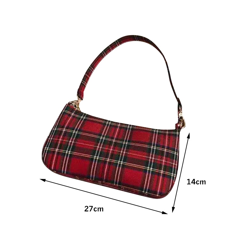 red plaid tote bolsa