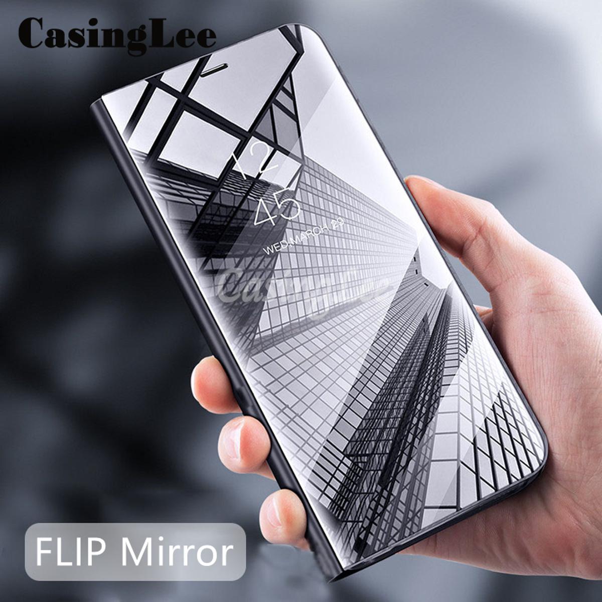 Casinglee For Samsung Galaxy A73 Phone Case Smart View Cosmetic Mirror Cases Back Flip Cover for Samsung A73 Back Cover