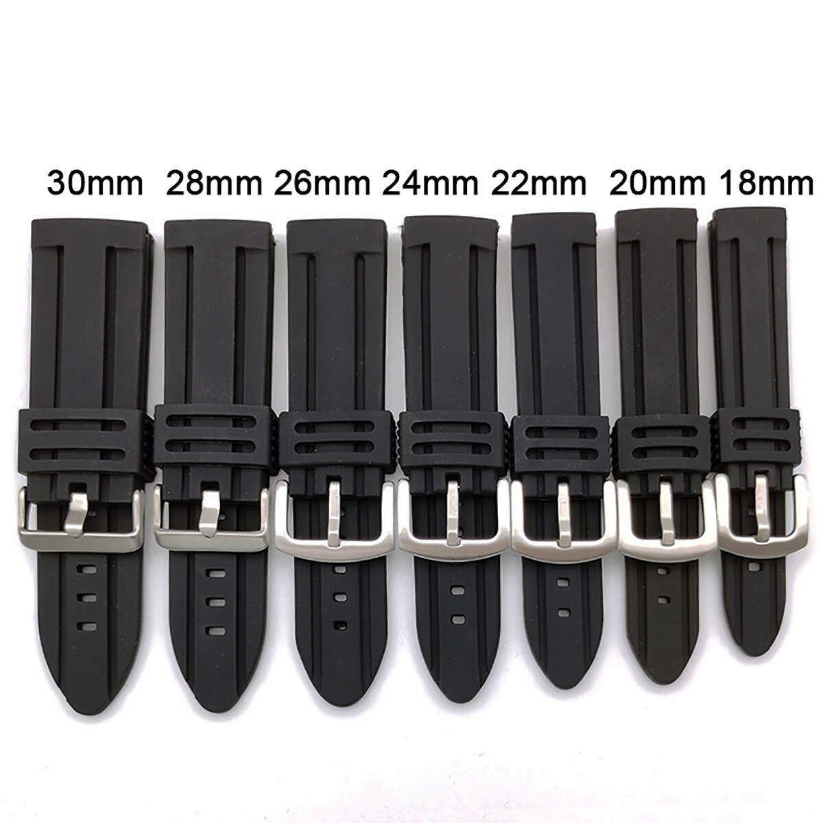 【Miga Plaza】28mm 30mm Waterproof Silicone Watchband 18mm 20mm 22mm 24mm 26mm Stainless Steel Metal Brushed Buckle Bracelet Rubber Watch Strap High Quality Sport Soft Diving Clock Band. 