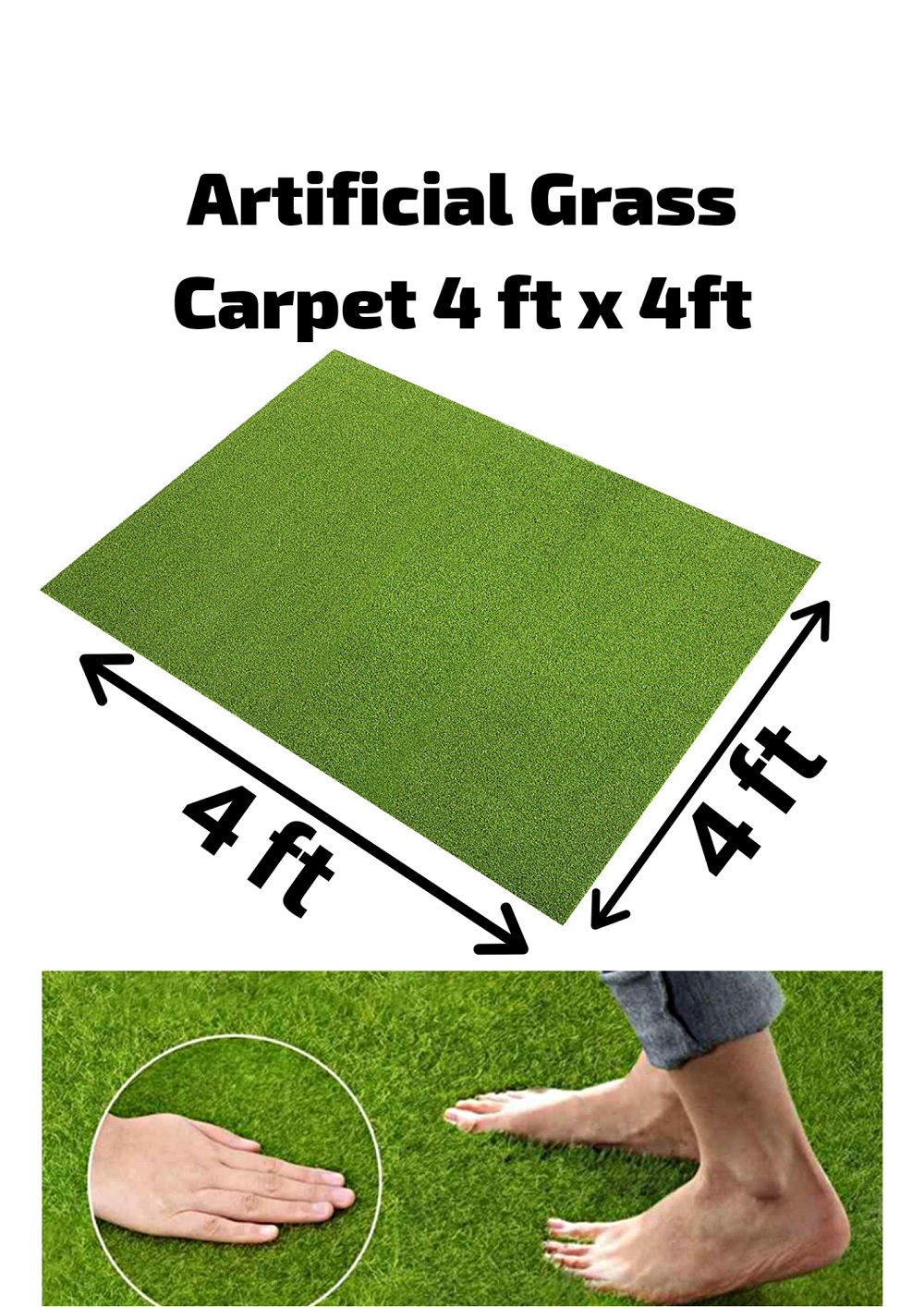 4 ft x 4 ft (Approx.) High Quality Artificial Grass Carpet (47 inches x
