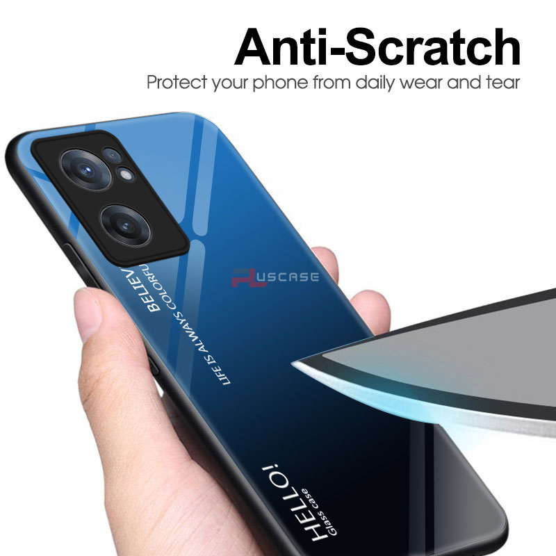 PlusCase for OnePlus Nord CE 2 5G Case Glass Hard Gradient Painted Shockproof Phone Back Cover. 
