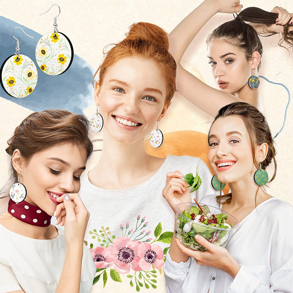 OYPFXMI 30Pcs Sublimation Blank Earrings Round MDF Board White Earrings Heat Transfer Earrings Unfinished for Jewelry DIY Making. 
