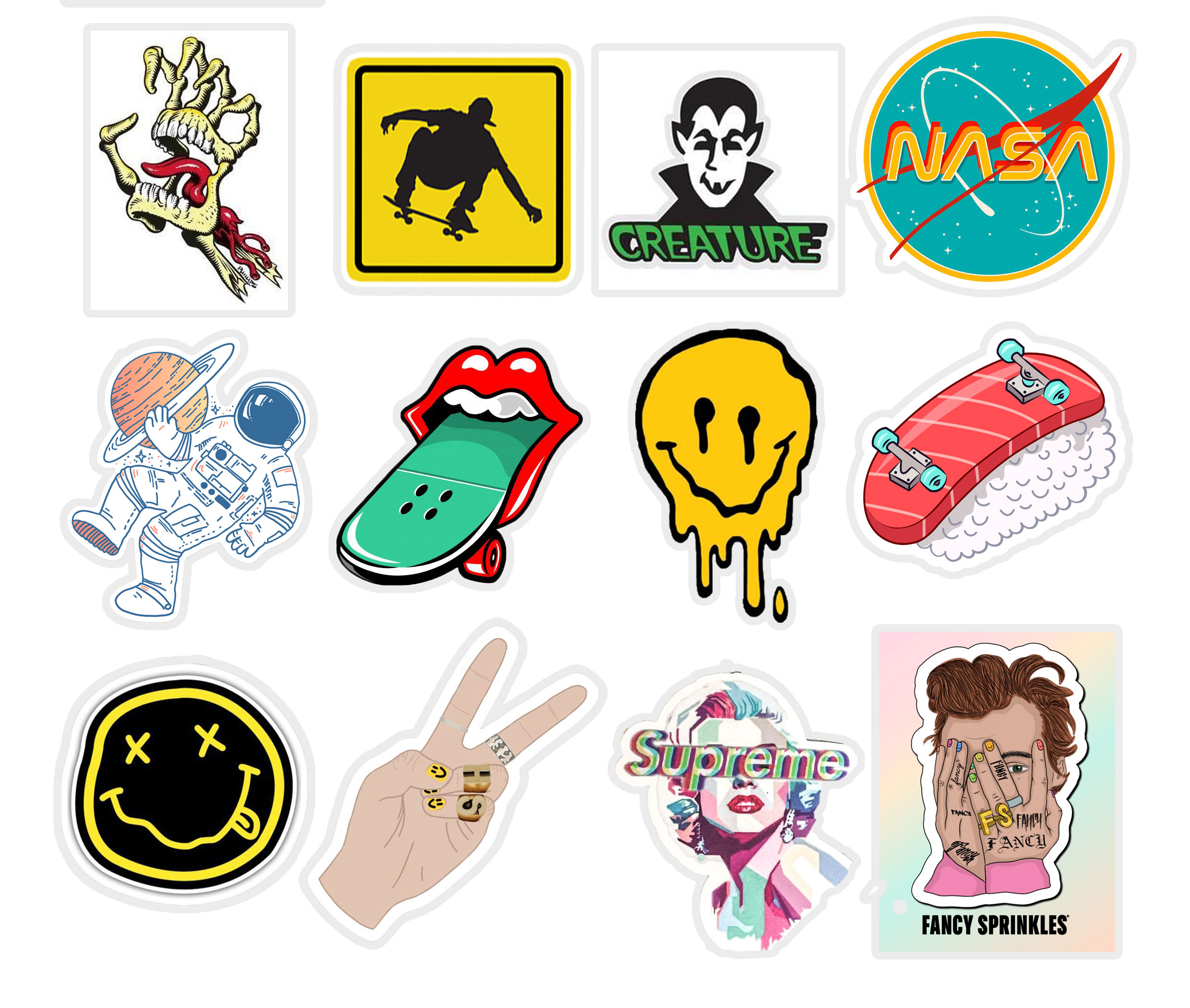 20/40pcs Fashion Brand Stickers Logo Signs Symbols Stickers for Laptop Scrapbook Journal Kids Girls Boys Stickers. 
