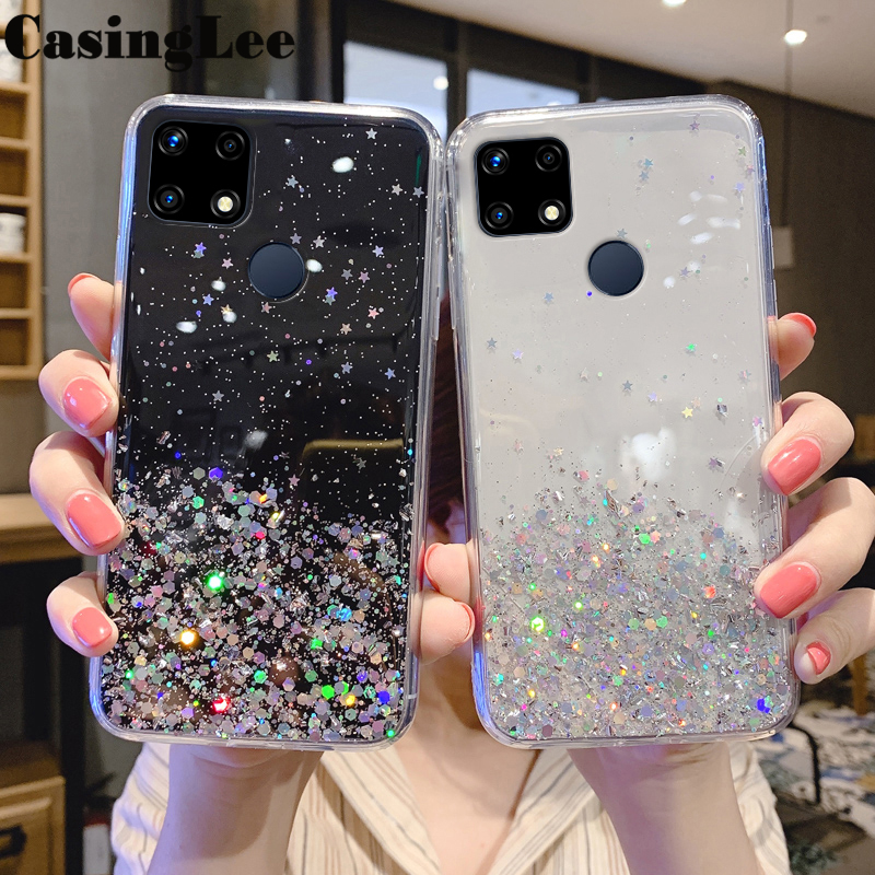 Casinglee For OPPO Realme C21 case Full Stars Moon Glitter Bling