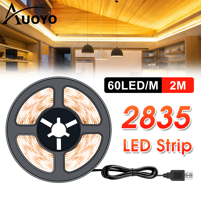 Auoyo 2835 LED Strip Lights Warm White LED Lights String Lighting Flexible Strip Light B lue to oth Non Waterproof Indoor Decoration Strip Lights 2M/5M
