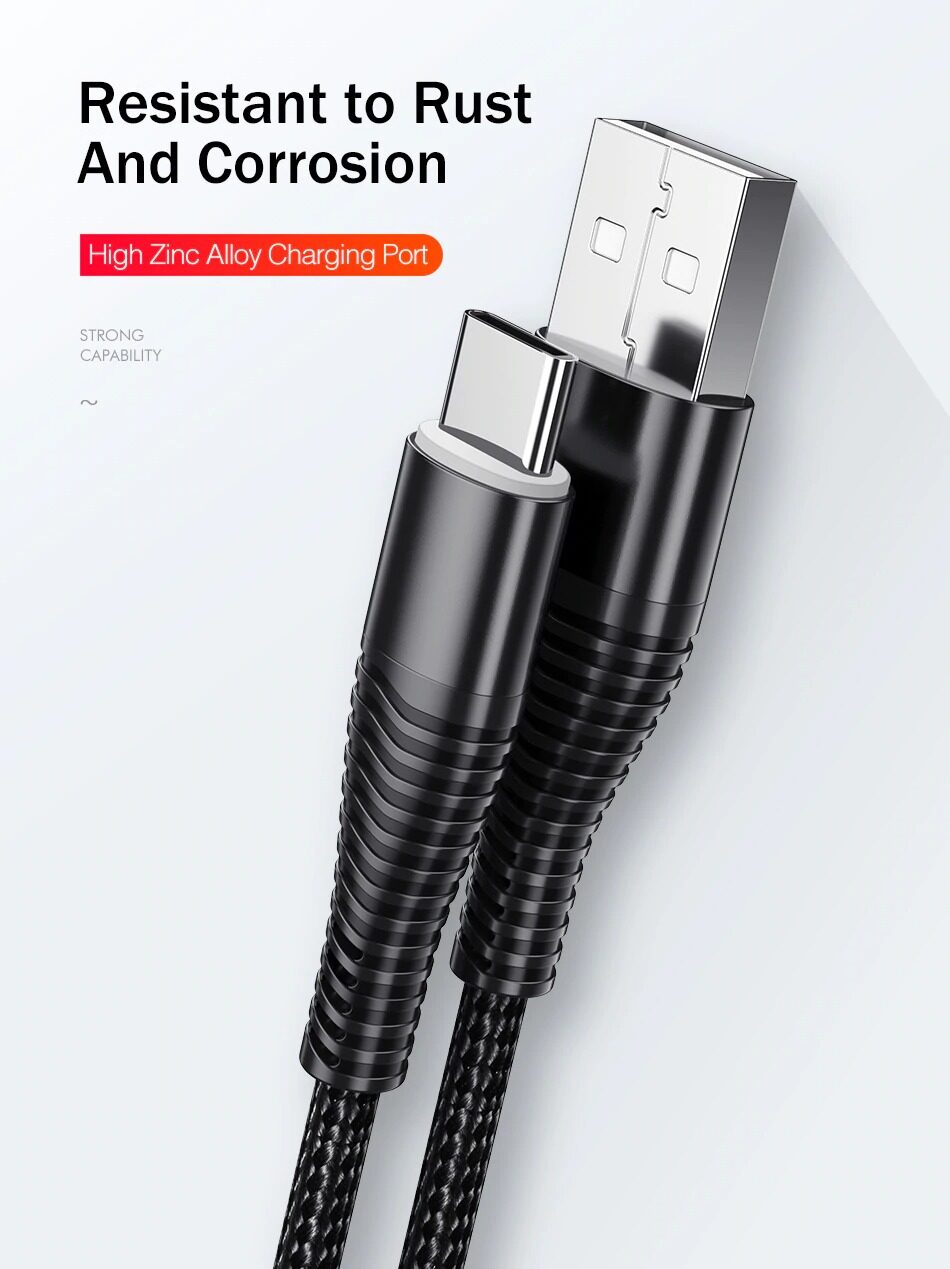 PZX 3A Nylon Cable Fast Charging for Type-C 1M Data Cable. 