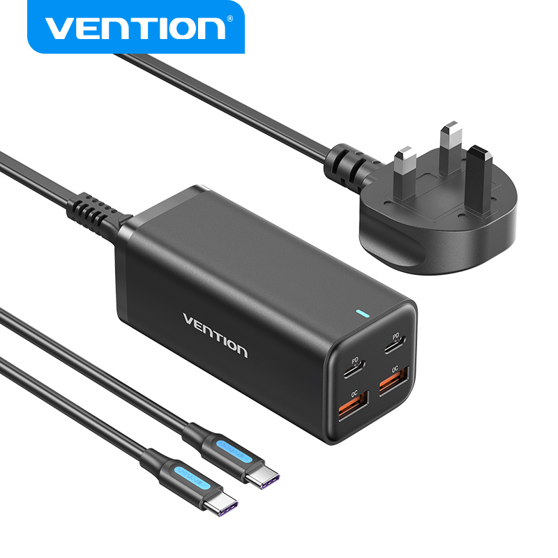 Vention 100W GaN USB C Charger 4 Ports Desktop Fast Charger with AC Power Cord for iPhone 15 14 13 Pro Max Samsung S23 S22 MacBooK iPad pro MacBook Air with 100W 5A USB C to USB C Cable. 