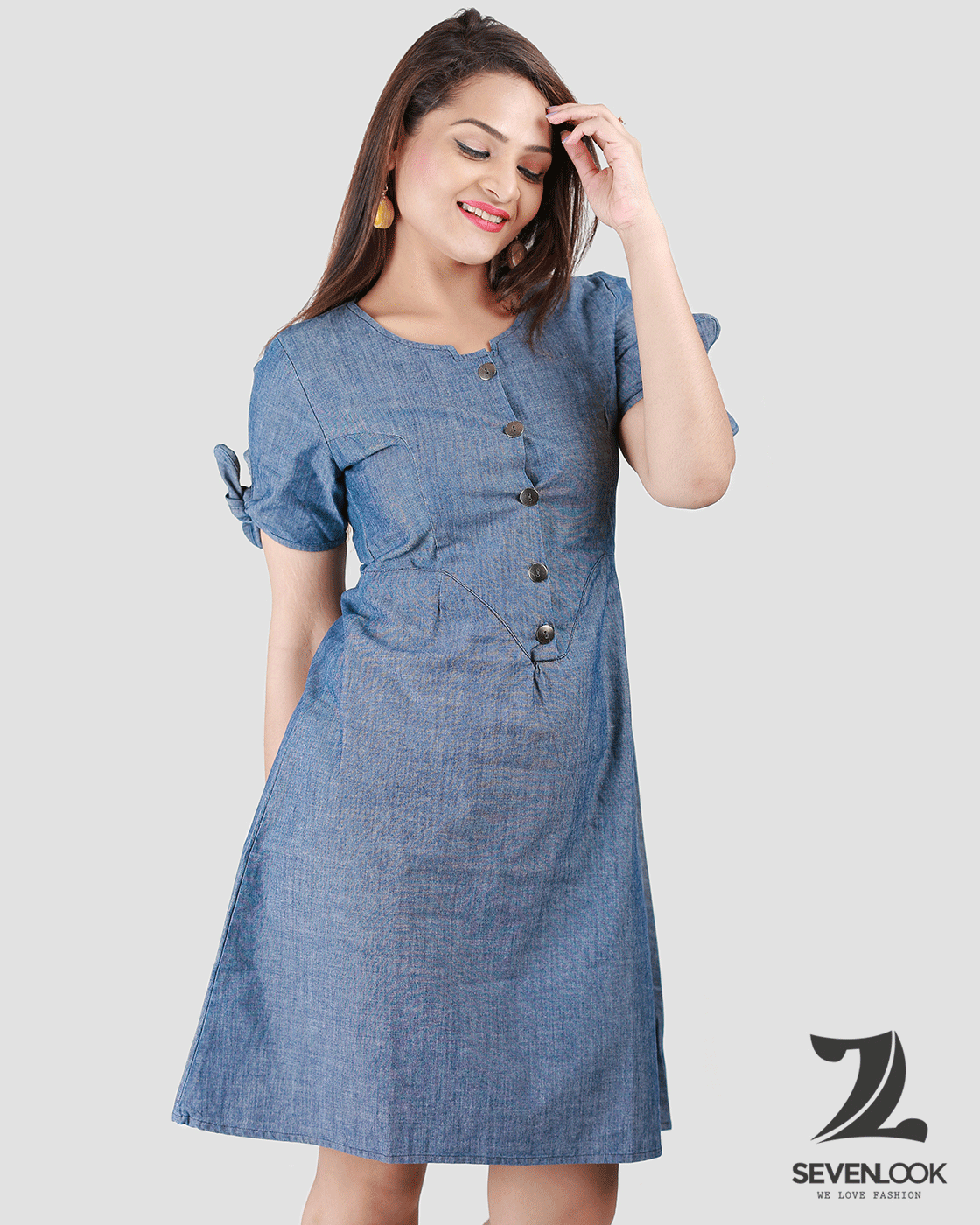 denim long frocks