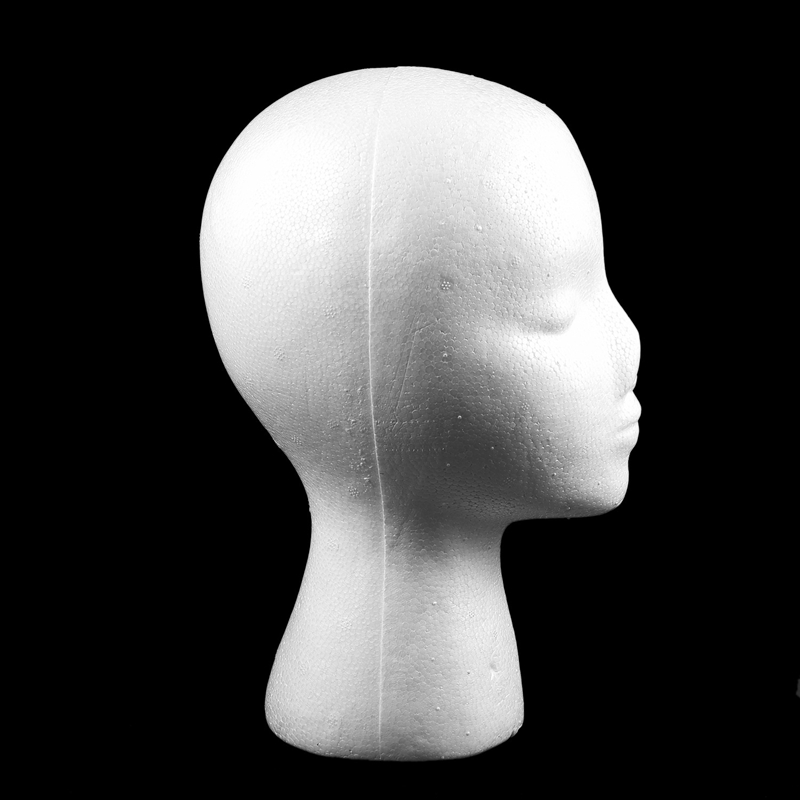 27.5 x 52cm Dummy / mannequin head Female Foam(Polystyrene) Exhibitor for cap, headphones, hair accessories and wigs Woman Mannequin Foam. 