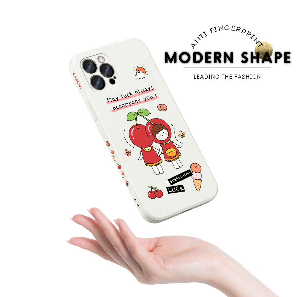FHKL for Realme X50 Pro 5G Back Cover Cherry Girl Side design Soft Case Multicolor Liquid Silicone Phone Cases. 