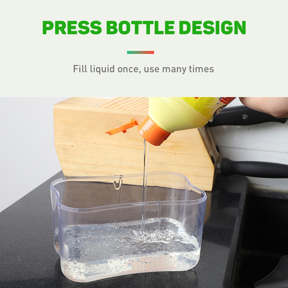 Portable Soap Pump Dispenser & Sponge Holder - Convenient Kitchen Dish Soap Dispenser with Integrated Sponge Storage. 