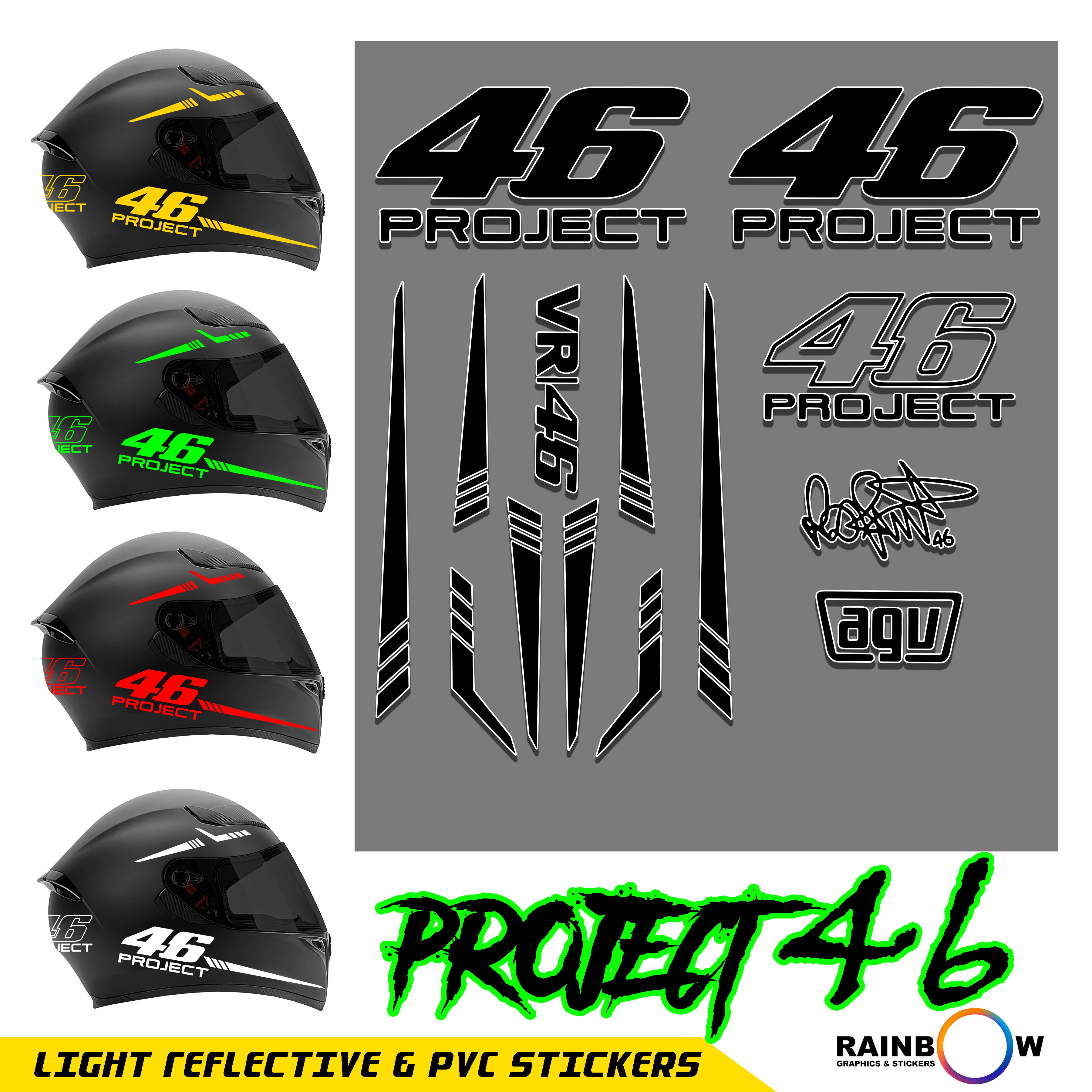 PROJECT 46 Stickers For  Helmet. 